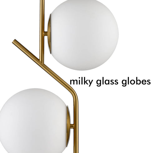 Modern Gold Kitchen Pendant Light with Milk Glass Globe 2 Light